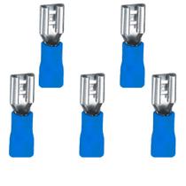 Kit 5 Terminal Fêmea Eletrico Pré-isolado Para Fios 1,5mm A 2,5mm Azul Condutor Cabo Plastico Aço