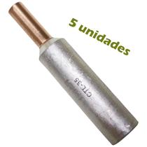 Kit 5 Terminal Pino Bimetálico de Compressão para Cabo de Alumínio de 35mm Kit 5 Terminal Pino Bimetálico de Compressão para Cabo de Alumínio de 35mm