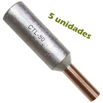 Kit 5 Terminal Pino Bimetálico de Compressão para Cabo de Alumínio de 50mm Kit 5 Terminal Pino Bimetálico de Compressão para Cabo de Alumínio de 50mm