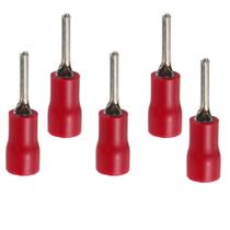 Kit 5 Terminal Pino Eletrico Pré-isolado Para Fios 4mm A 6mm Vermelho Condutor Cabo Plastico Metal