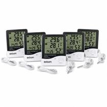 Kit 5 Termo Higrômetro Digital Medidor de Temperatura e Umidade com Relógio e Despertador