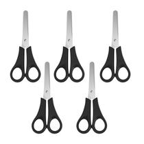 Kit 5 Tesoura Escolar Black Inox 130mm Cabo Preto LeoeLeo