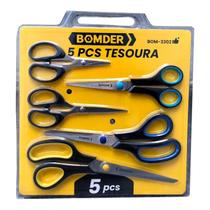 Kit 5 Tesouras Multiuso Para Casa Escritório Costura Artesanato BOM3302