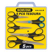 Kit 5 Tesouras Profissionais Multiuso Costura Artesanato Domestico