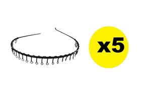 Kit 5 Tiaras De Ferro Arco Metal Preto 14Cm Acessório Kit 5 Tiaras De Ferro Arco Metal Preto 14Cm Acessório