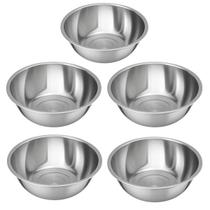 Kit 5 Tigela Bacia Bowl De Inox Grande Redondo 40cm 10 Litros Cozinha Uny Home