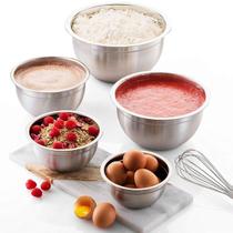 Kit 5 Tigela Bowl Aço Inox 30, 28 , 26, 22 E 18Cm