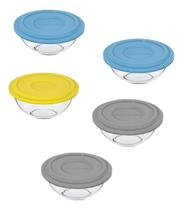 Kit 5 Tigela C/ Tampa Plástica 1,5l Marinex Marmita Armazenar Cor Sortida Kit 5 Tigela C/ Tampa Plástica 1,5l Marinex Marmita Armazenar Cor Sortida