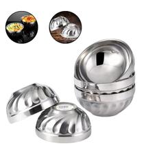 kit 5 Tigela Ondulada Inox Isolamento Térmico Porções Arroz 14 cm