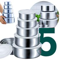 Kit 5 Tigelas Inox Com Tampa Potes Herméticos Para Cozinha Para Uso Geral Linha Premium