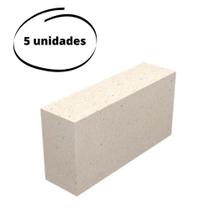 Kit 5 Tijolos Refratário para Churrasqueira Forno Lareira 23x11x5cm Alta Temperatura