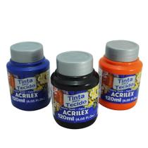 Kit 5 Tinta para Tecido Fosca Cores Diversas 120ml Acrilex Kit 5 Tinta para Tecido Fosca Cores Diversas 120ml Acrilex