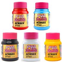 Kit 5 Tintas Foscas Cores Basicas Pva Acrilex