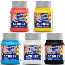 Kit 5 Tintas Para Tecido Cores Basicas Acrilex