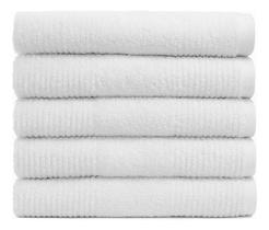 Kit 5 Toalha de Rosto Branca Grossa Grande 46x80 cm 100% Algodão Felpuda M. Tereza Hotel Pousada Spa