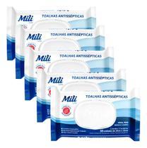 Kit 5 Toalha Umedecida Mili Antisséptica Suave Aroma De Erva Doce Sem Álcool Kit 5 Toalha Umedecida Mili Antisséptica Suave Aroma De Erva Doce Sem Álcool