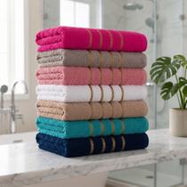 Kit 5 Toalhas Banho Luxo Dourado 100% Algodão 70x130cm Maciez e Absorção Kit 5 Toalhas Banho Luxo Dourado 100% Algodão 70x130cm Maciez e Absorção
