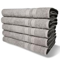 Kit 5 Toalhas de Banho 430g/m² Grande Grossa 80x150cm Itália Soft Cinza