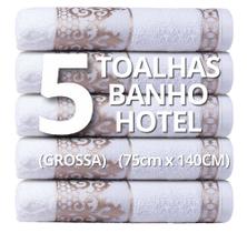 Kit 5 Toalhas de Banho Branca Jacquard Hotel Spa Salão Grossa 400g/m2 - 75x140cm Ohana 100% Algodão