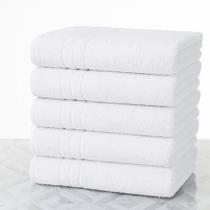 Kit 5 Toalhas de Banho Brancas Hotel 100 Algodão 400g Felpuda Macia Kit 5 Toalhas de Banho Brancas Hotel 100 Algodão 400g Felpuda Macia