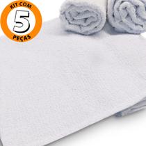 Kit 5 Toalhas de Rosto Branca Salão de Beleza 100% Algodão 40 x 65 cm