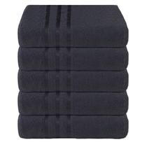 Kit 5 Toalhas De Rosto Preto Felpudas Hotel Salão Academia