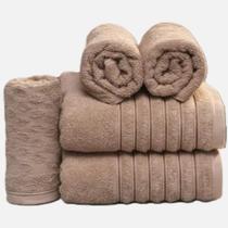 Kit 5 Toalhas Orfeu Jogo 2 Banho 2 Rosto 1 Piso Felpuda Grossa 100% Algodão