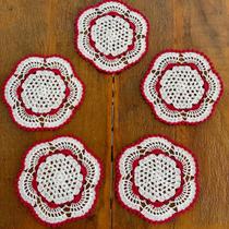 Kit 5 Toalhinhas De Chá 25cm Crochê Artesanal