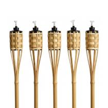 Kit 5 Tocha de Bambu 100cm Decoração Jardim Festa Iluminação