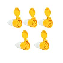 Kit 5 Tomada Acoplamento 2p+t 16a Amarelo 4h 110/130v Omg 3054 Kit 5 Tomada Acoplamento 2p+t 16a Amarelo 4h 110/130v Omg 3054