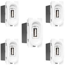 Kit 5 Tomada Carregador Usb Nereya Pial 1500ma Branco Kit 5 Tomada Carregador Usb Nereya Pial 1500ma Branco