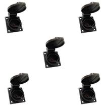 Kit 5 tomada de embutir linha tbsen ind. 2p+t 20a preta com tampa - sibratec