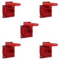 Kit 5 tomada de embutir linha tbsen ind. 2p+t 20a vermelha com tampa - sibratec