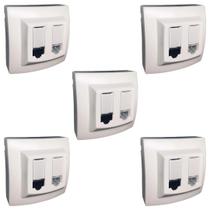 Kit 5 Tomada de Rede RJ45 + Telefone RJ11 Cat5 Pial Legrand