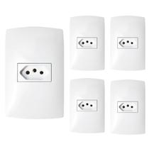 Kit 5 Tomada Simples 10a 4x2 Linha Home Branco Com Placa Blux