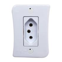 Kit 5 Tomada Simples 2p+t 20A Sobrepor Externo Branco Com Placa Espelho Linha Viena Bivolt 127v e 250v