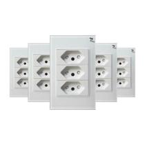 Kit 5 Tomada Tripla 3 Entradas 2p+t 10/20 Ap Branco Temperado