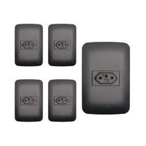 KIt 5 Tomadas 4x2 Placa 2P+T Preto 20A Canoa Romazi Fosco KIt 5 Tomadas 4x2 Placa 2P+T Preto 20A Canoa Romazi Fosco