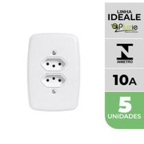 Kit 5 Tomadas Dupla 10A Ideale Pluzie 4x2 branca 250V Kit 5 Tomadas Dupla 10A Ideale Pluzie 4x2 branca 250V