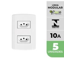 Kit 5 Tomadas Dupla 10A Pluzi Modular Pluzie 4x2 Branca Kit 5 Tomadas Dupla 10A Pluzi Modular Pluzie 4x2 Branca