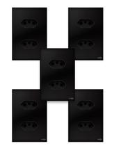 Kit 5 Tomadas Dupla 20A Glass Espelho 4x2 Acrilico Preto