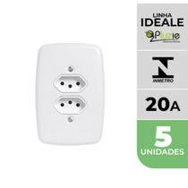 Kit 5 Tomadas Dupla 20A Ideale Pluzie 4x2 branca 250V
