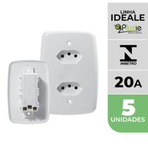 Kit 5 Tomadas Dupla 20A Monobloco Ideale Pluzie 4x2 branca 250V