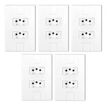 Kit 5 Tomadas Dupla 20A Pluzie Modular Caprice Cor Branco 4X Kit 5 Tomadas Dupla 20A Pluzie Modular Caprice Cor Branco 4X