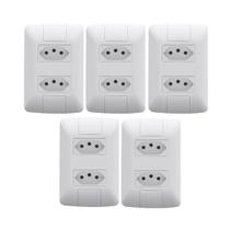 Kit 5 Tomadas Dupla 2p+t 10a + Placa Aria - 10 A 250 V na cor Branco -Tramontina