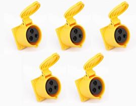 Kit 5 Tomadas Embutir 2P+T 16A Amarelas 4H 110/130V Omg 3044 Kit 5 Tomadas Embutir 2P+T 16A Amarelas 4H 110/130V Omg 3044