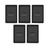 Kit 5 Tomadas Preta 2P+T 10A 250V com placa Habitat Black - Fame Kit 5 Tomadas Preta 2P+T 10A 250V com placa Habitat Black - Fame