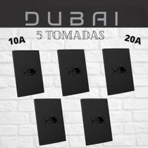 Kit 5 Tomadas Preta 4x2 Modular Dubai
