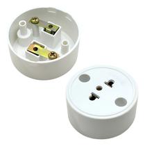 Kit 5 Tomadas Redondas Externa 2pt Sobrepor Tripolar Antiga 10a