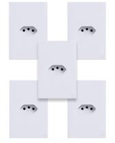 Kit 5 Tomadas Simples 10A Glass Espelho 4x2 Acrilico Branco